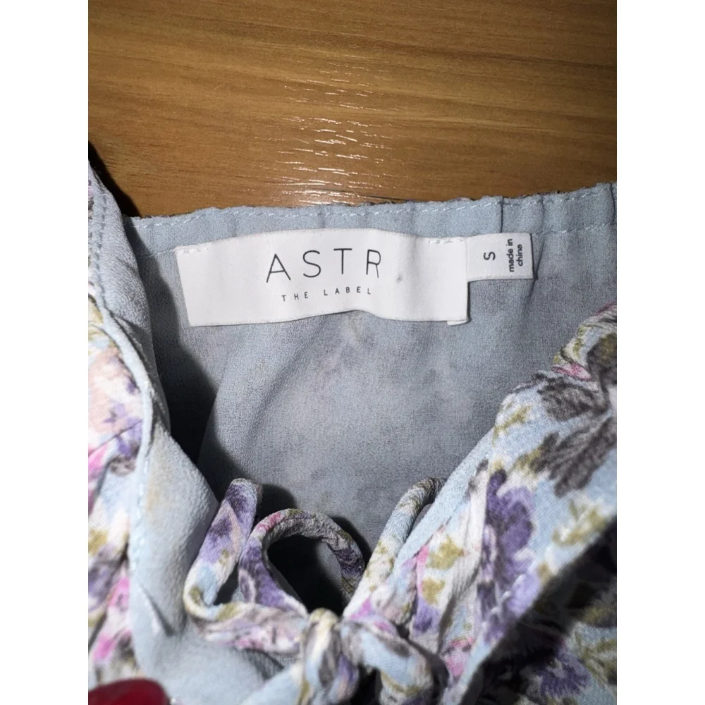 ASTR The Label Blue Ditsy Floral Corset Peplum Blouse Cottagecore Romantic Top S